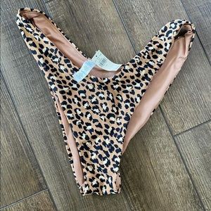 NWT Aerie high cheeky cheetah swim bottoms size large